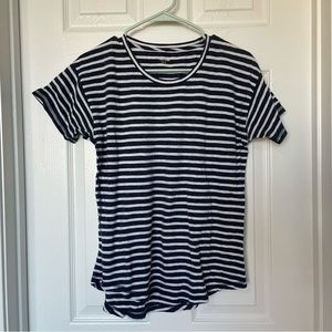 Madewell Gray and White Basic Stripes Tshirt Round Neck Womens Size Small